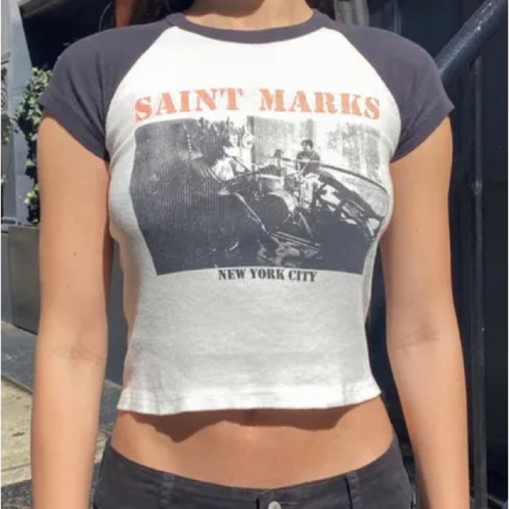 Brandy Melville/John Galt Saint Marks Baseball Baby Tee